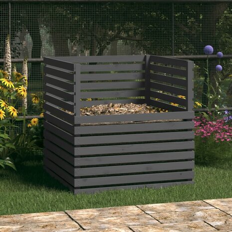 Compostbak 100x100x102 cm massief grenenhout grijs