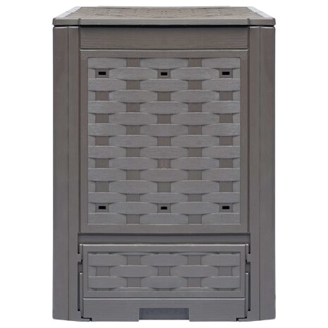 Compostbak 300 L 60x60x83 cm kunststof rattan bruin