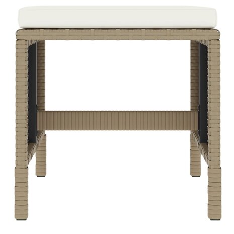 6-delige Tuinset met kussens poly rattan beige