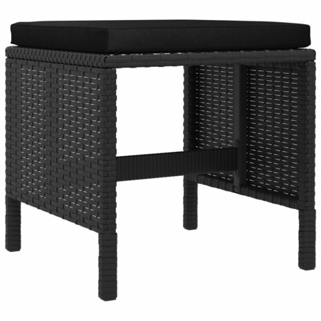 6-delige Tuinset met kussens poly rattan zwart