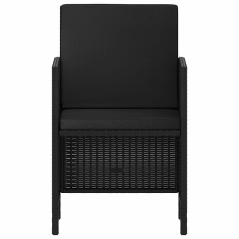 6-delige Tuinset met kussens poly rattan zwart
