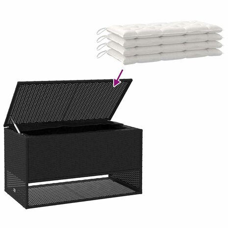 Opbergbox voor buiten 100x55x55,5 cm poly rattan zwart