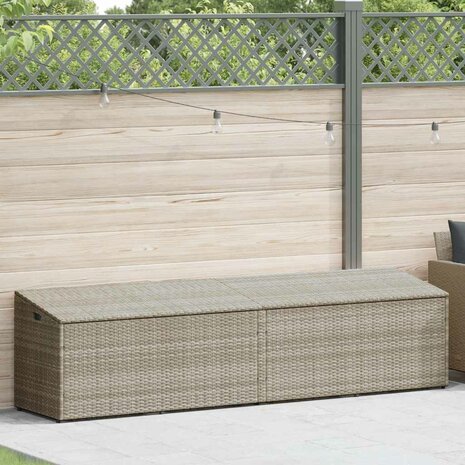 Tuinbox 220x50x58 cm poly rattan lichtgrijs