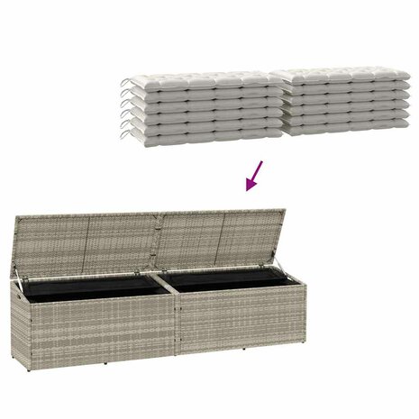 Tuinbox 220x50x58 cm poly rattan lichtgrijs