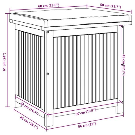 Kussenbox voor buiten 60x50x61 cm massief acaciahout