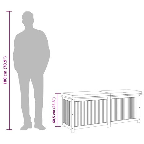 Kussenbox voor buiten 150x50x60,5 cm massief acaciahout