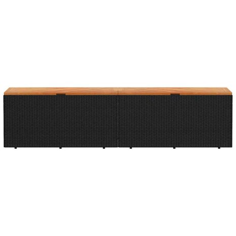 Tuinbox 220x50x54 cm poly rattan en acaciahout zwart