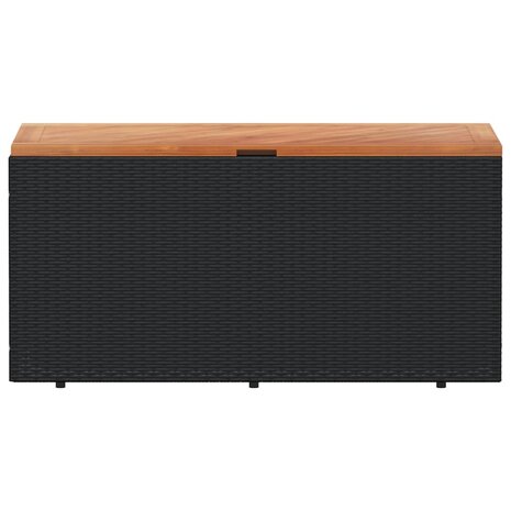 Tuinbox 110x50x54 cm poly rattan en acaciahout zwart