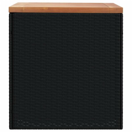 Tuinbox 110x50x54 cm poly rattan en acaciahout zwart