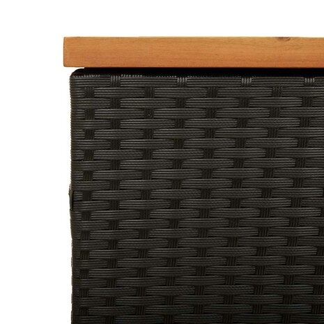 Tuinbox 110x50x54 cm poly rattan en acaciahout zwart