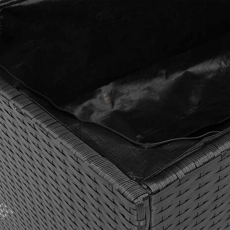 Tuinbox 110x50x54 cm poly rattan en acaciahout zwart