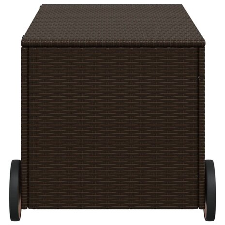 Tuinbox met wielen 190 L poly rattan bruin