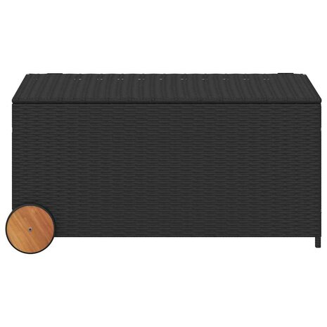 Tuinbox met wielen 190 L poly rattan zwart