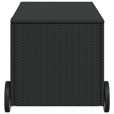 Tuinbox met wielen 190 L poly rattan zwart