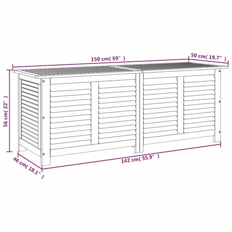 Tuinbox met jaloezieën 150x50x56 cm massief acaciahout