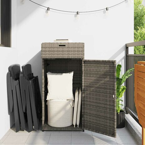 Tuinkast 55x55x111 cm poly rattan grijs