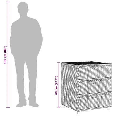 Tuinkast 55x59x69 cm poly rattan bruin