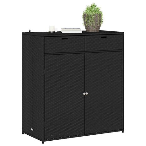 Tuinkast 105x55x113 cm poly rattan zwart