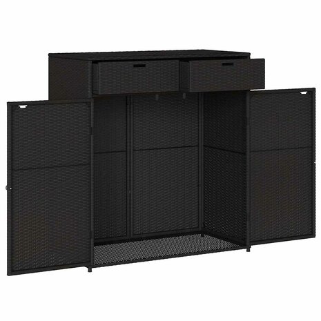 Tuinkast 105x55x113 cm poly rattan zwart