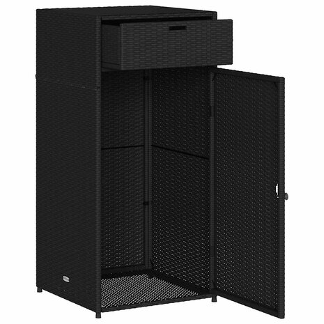 Tuinkast 55x55x111 cm poly rattan zwart