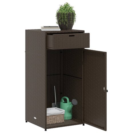 Tuinkast 55x55x111 cm poly rattan bruin