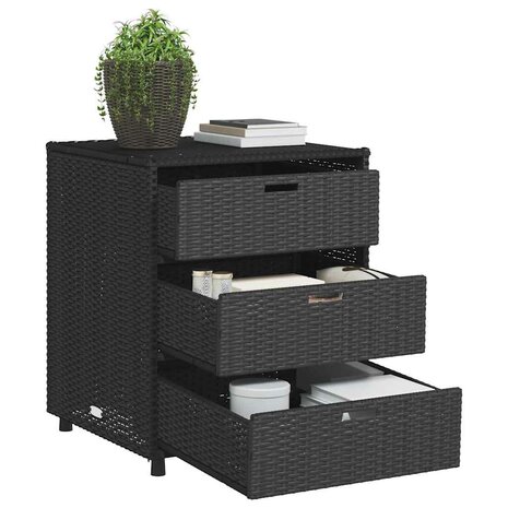 Tuinkast 55x59x69 cm poly rattan zwart