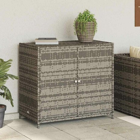 Tuinkast 83x45x76 cm poly rattan grijs