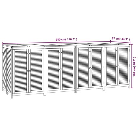 Tuinbox 280x87x104 cm massief acaciahout