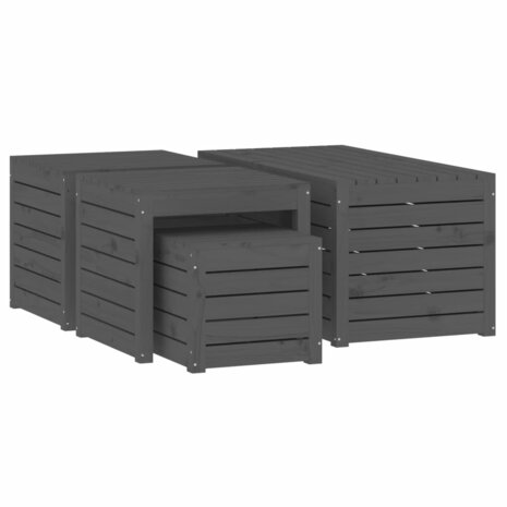 4-delige Tuinboxset massief grenenhout grijs