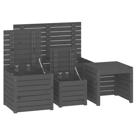 4-delige Tuinboxset massief grenenhout grijs