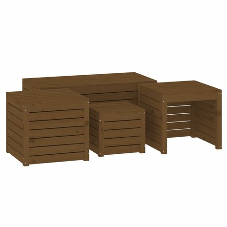 4-delige Tuinboxset massief grenenhout honingbruin