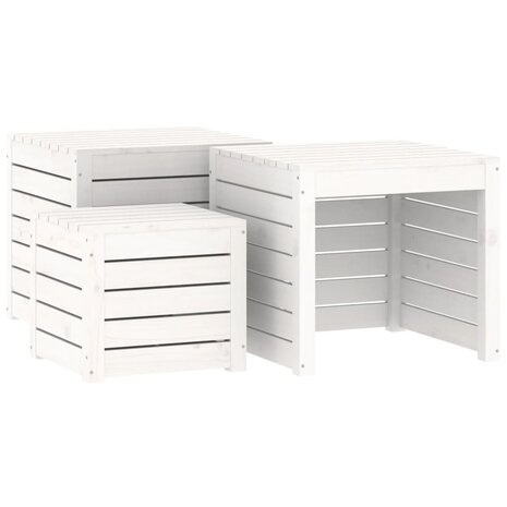 4-delige Tuinboxset massief grenenhout wit