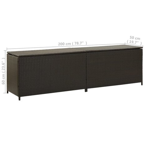 Tuinbox 200x50x60 cm poly rattan bruin