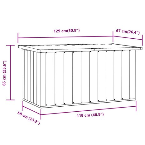 Tuinbox 129x67x65 cm grijs