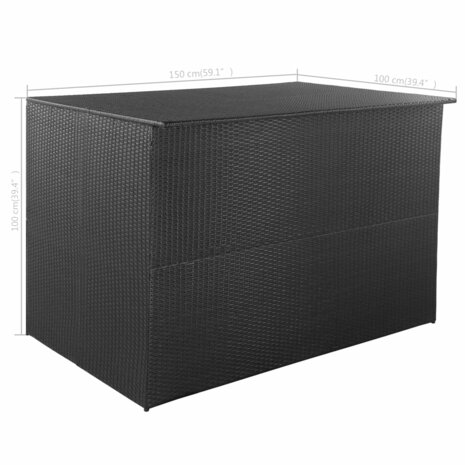 Tuinbox 150x100x100 cm poly rattan zwart
