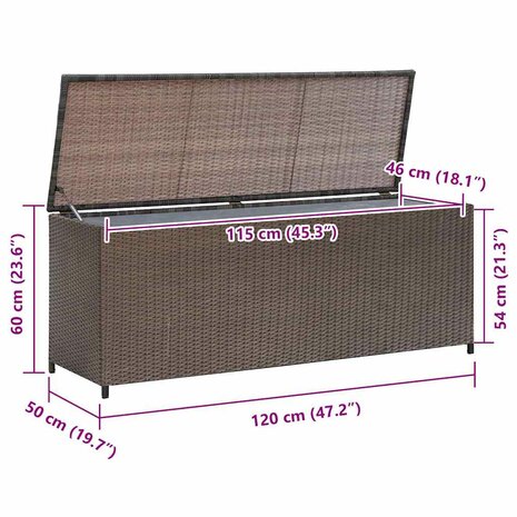 Tuinbox 120x50x60 cm poly rattan bruin