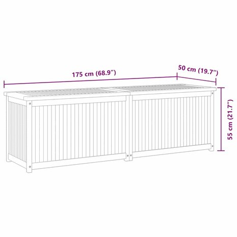 Tuinbox 175x50x55 cm massief teakhout