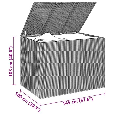Tuinbox 145x100x103 cm polyetheen rattan grijs