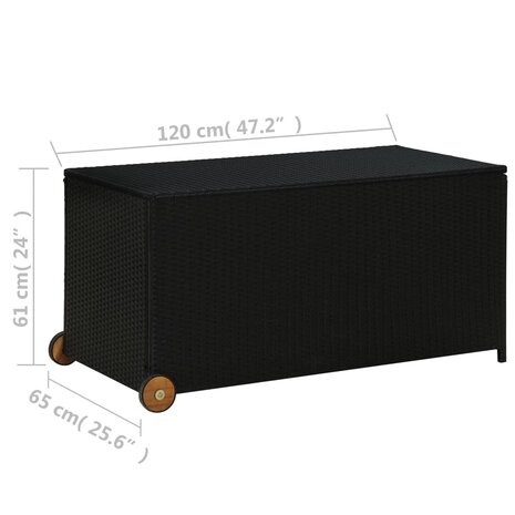 Tuinbox 120x65x61 cm poly rattan zwart
