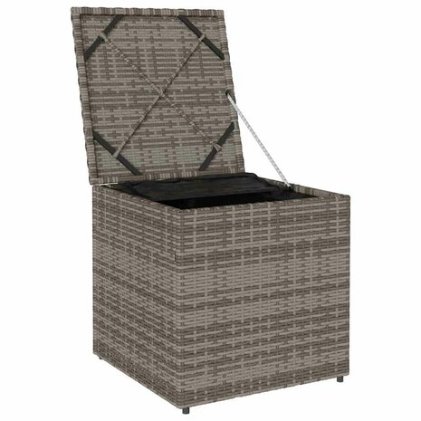 Kussenbox met opslag Grijs 50 x 50 x 50 cm poly rattan