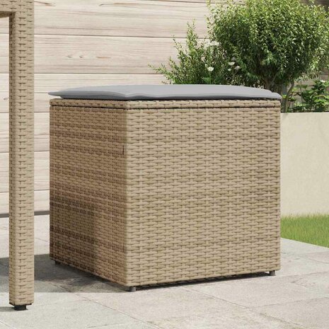 Kussenbox met opslag Beige 50 x 50 x 50 cm poly rattan