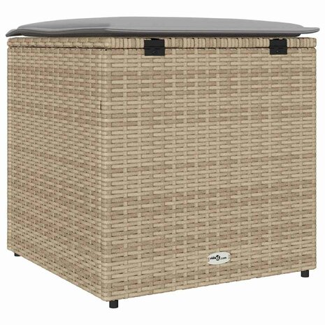 Kussenbox met opslag Beige 50 x 50 x 50 cm poly rattan