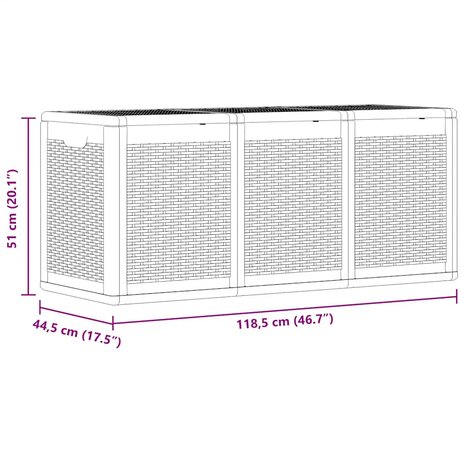 Tuinbox 270 L PP rattan grijs