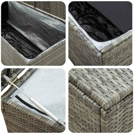 Tuinbox 200x50x60 cm poly rattan grijs