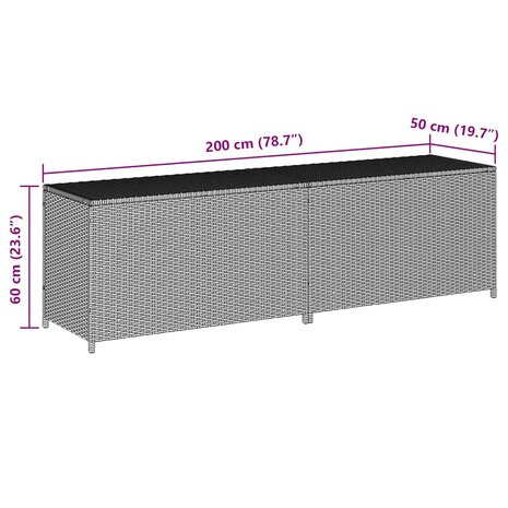 Tuinbox 200x50x60 cm poly rattan grijs