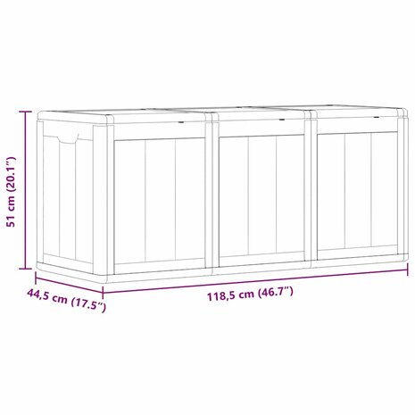 Tuinbox 270 L PP houtlook grijs