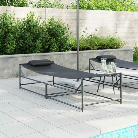 Ligstoel Antraciet 200 x 74 x 73 cm Textilene, staal