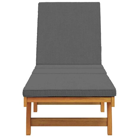 Ligstoel met kussen Bruin 63 x 199 x 85cm Massief acaciahout