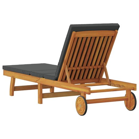 Ligstoel met kussen Bruin 63 x 199 x 85cm Massief acaciahout