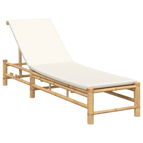 Ligstoel met kussens 55x199x30 cm bamboe